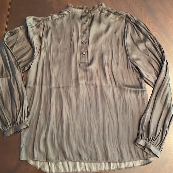 NWT J.Crew women’s ruffle neck drapery long sleeve top in dark brown size xs - Picture 8 of 11